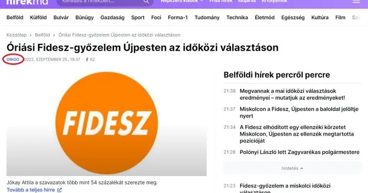Az Origo kihirdette az "óriási Fidesz-győzelmet" Újpesten, majd visszavonták a cikket
